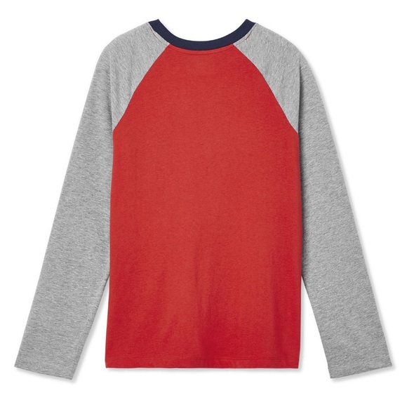 Boys Long Sleeve T-Shirt Raglan Sleeve - Retro Inspired - Orange, Grey, & Navy - Picture 2 of 7